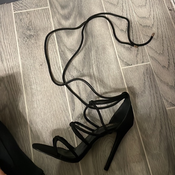 Lace Up Black Heels - Picture 2 of 4